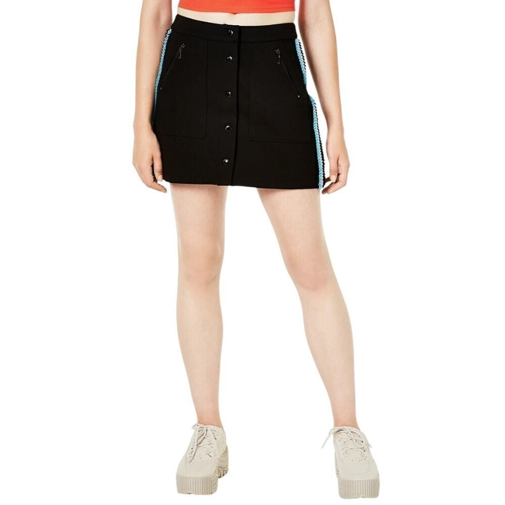 NWOT Juicy Couture Black Label SZ 4 Ponte Knit Preppy Snap Button Up Mini Skirt